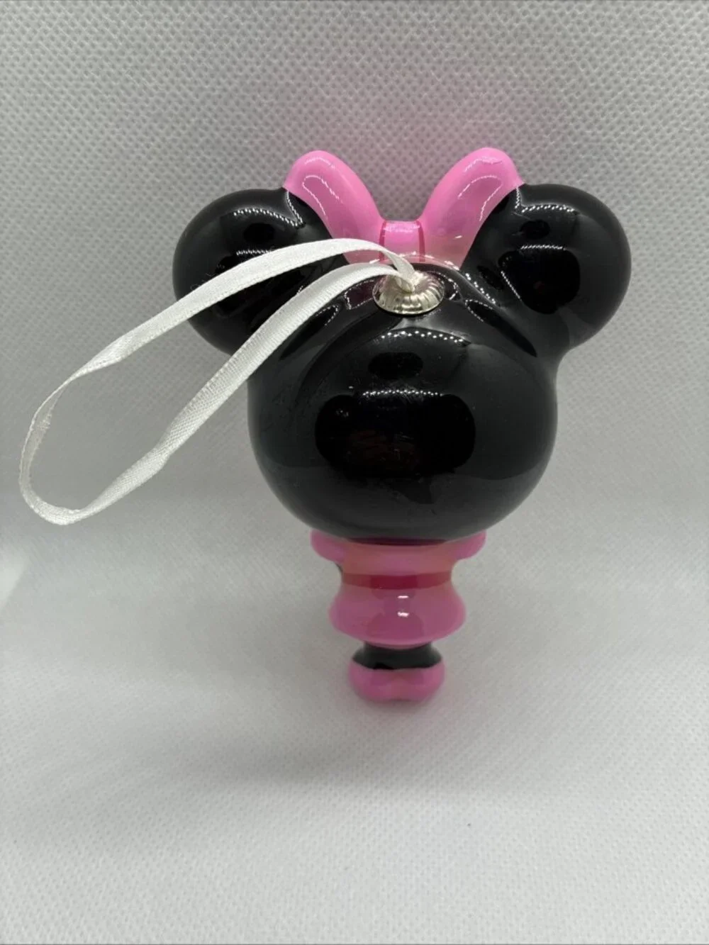 Disney Minnie Mouse Christmas Tree Ornament Pink Bow Plastic Hanging Decor